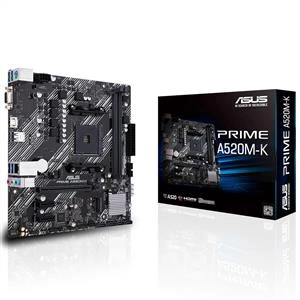 ASUS PRIME A520M-K A520 Soket AM4 AMD Ryzen DDR4 4600MHz (O.C.) M.2 Anakart