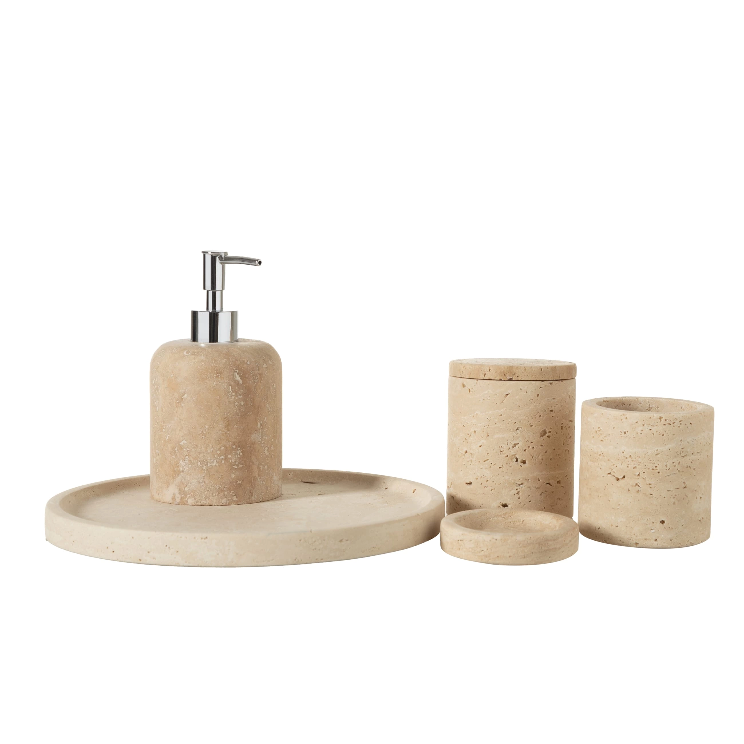 EVELYN TRAVERTEN 5'Lİ BANYO SETİ BEJ