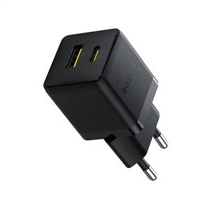 Baseus USB-C+ USB-A 30W Palm Hızlı Ev Şarj Adaptörü - Siyah