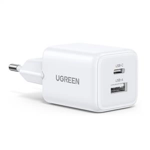 UGREEN 20W GaN Hızlı Şarj Cihazı Type-C QC PD 1xUSB-C, 1xUSB-A, Beyaz