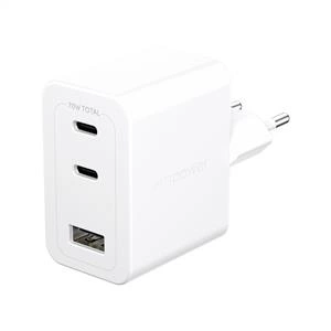 Empower™ by PanzerGlass® Turbo 70W Çoklu Sarj Cihazı 2 x USB-C + USB-A (EU Plug) - Beyaz