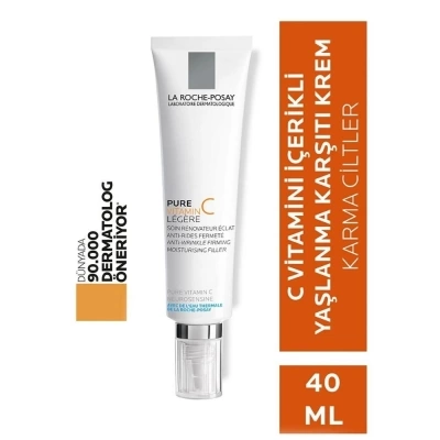 La Roche Posay Redermic [C] Saf C Vitamini Light Karma Ciltler için Işıltı Veren Yaşlanma Karşıtı Krem 40ml
