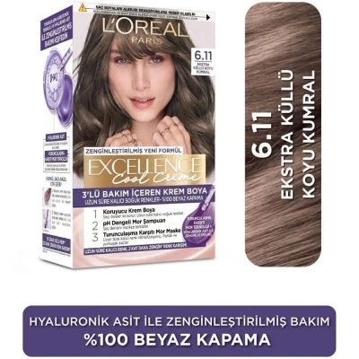 Loreal Paris Excellence Cool Creme 6.11 Ekstra Küllü Koyu Kumral Saç Boyası