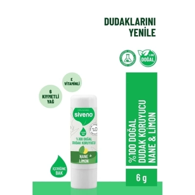 Siveno Doğal Dudak Koruyucu Nane &amp; Limon 6gr
