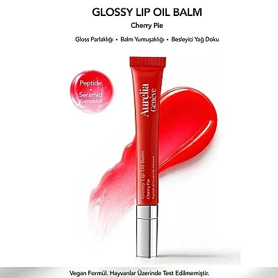 Aurelia Genève Glossy Lip Oil Cherry Pie Kiraz Kırmızı Dudak Balmı 12 ml
