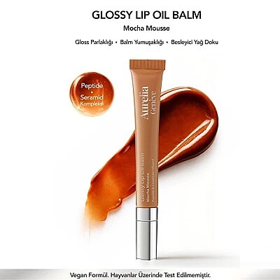 Aurelia Geneve Peptit &amp; Seramid İçerikli Parlak Dudak Yağı Balmı – Mocha Mousse
